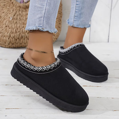 Thick Sole New Style Bread 2025 Cotton Shoes Women Slippers Warm with Fur Lining for Winter